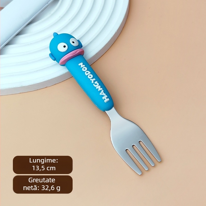 Set tacâmuri pentru copii: furculiță și lingură, oțel inoxidabil 304, două piese, pentru copii de 12 luni și peste, Xintu