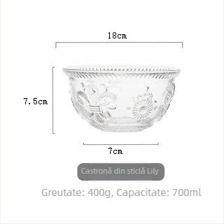 Vas de desert din sticlă, în stil european vintage, cu relief floral, sticlă rezistentă la temperaturi, suprafață electroplacată, opțiune de logotip personalizat