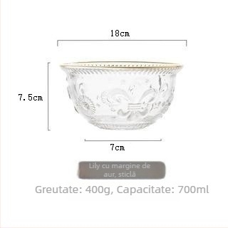 Vas de desert din sticlă, în stil european vintage, cu relief floral, sticlă rezistentă la temperaturi, suprafață electroplacată, opțiune de logotip personalizat