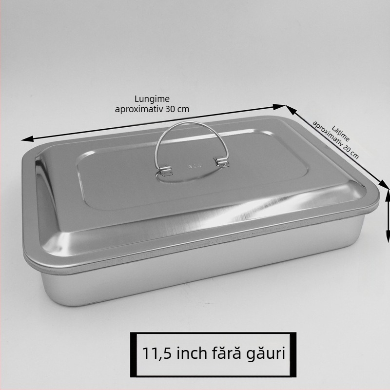 Cutie de sterilizare din oțel inoxidabil 304 cu capac – tavă pătrată pentru instrumente medicale (Jinbokang)