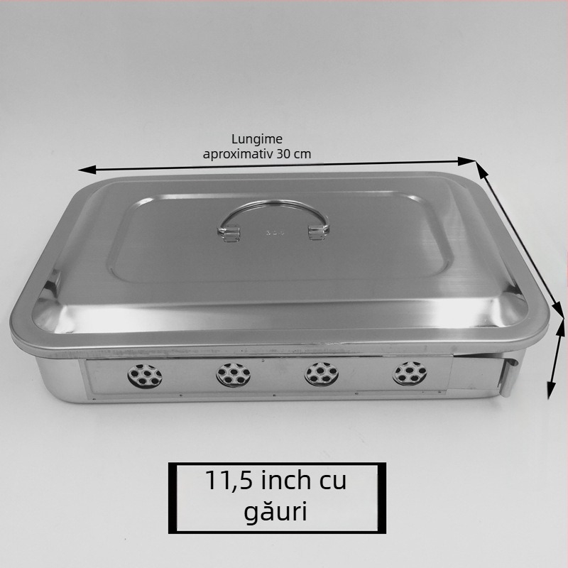 Cutie de sterilizare din oțel inoxidabil 304 cu capac – tavă pătrată pentru instrumente medicale (Jinbokang)