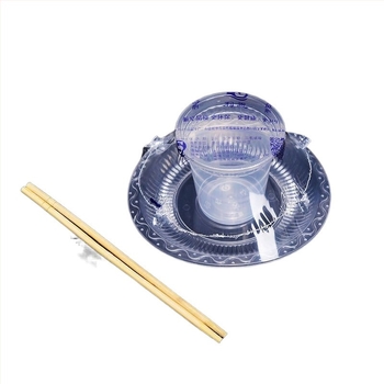 Set de tacâmuri de unică folosință, patru bucăți, cu design îngroșat, din plastic alimentar, non-biodegradabil