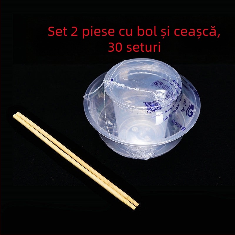 Set de tacâmuri de unică folosință, patru bucăți, cu design îngroșat, din plastic alimentar, non-biodegradabil