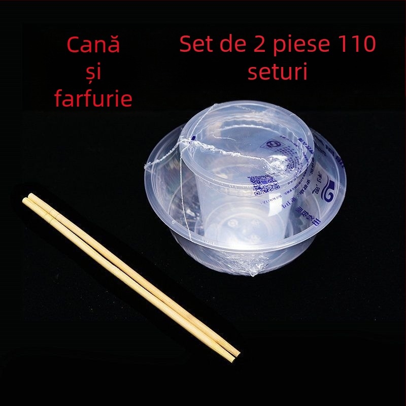 Set de tacâmuri de unică folosință, patru bucăți, cu design îngroșat, din plastic alimentar, non-biodegradabil