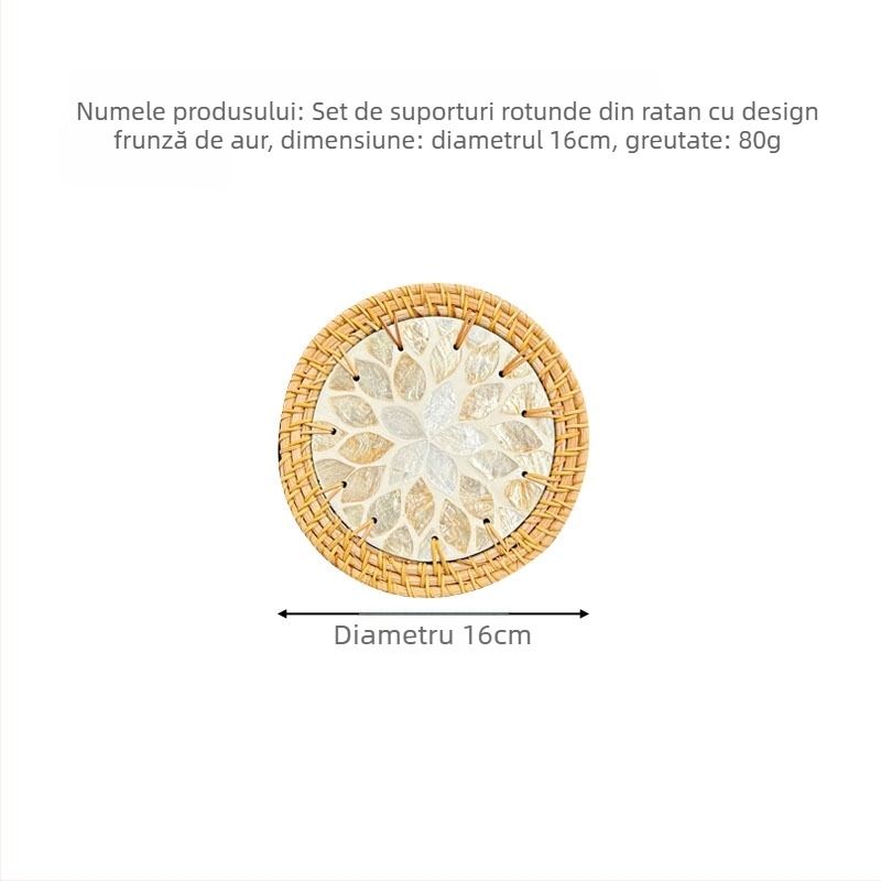 Set de plăci de masă și suporturi din scoică perlată, model marmură, formă rotundă și pătrată, covoraș de masă rezistent la temperaturi înalte