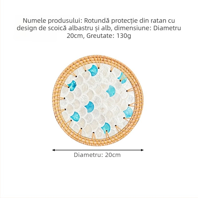 Set de plăci de masă și suporturi din scoică perlată, model marmură, formă rotundă și pătrată, covoraș de masă rezistent la temperaturi înalte