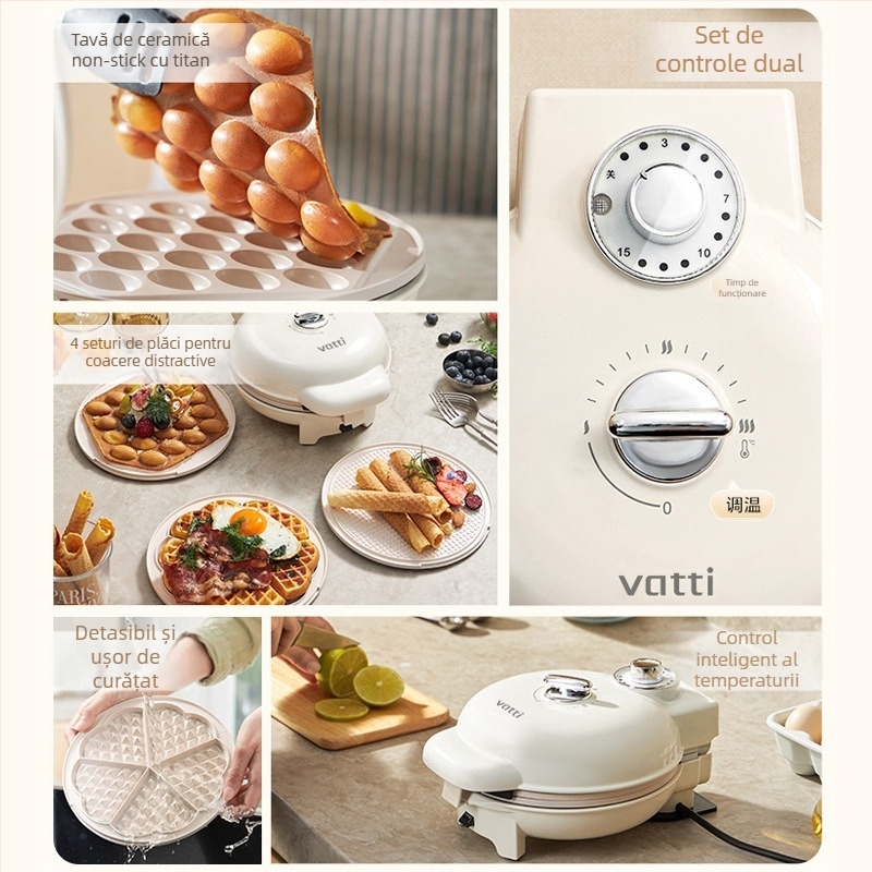 Mașină de gofre electrică Vantage Vbd015c, încălzire dublă, 750W