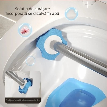 Set de perie de toaletă de unică folosință cu ventuză, montaj pe perete, plastic, stil lux ușor