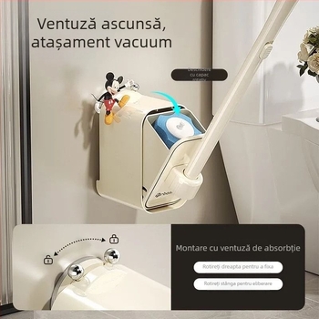 Set de perie de toaletă de unică folosință cu ventuză, montaj pe perete, plastic, stil lux ușor