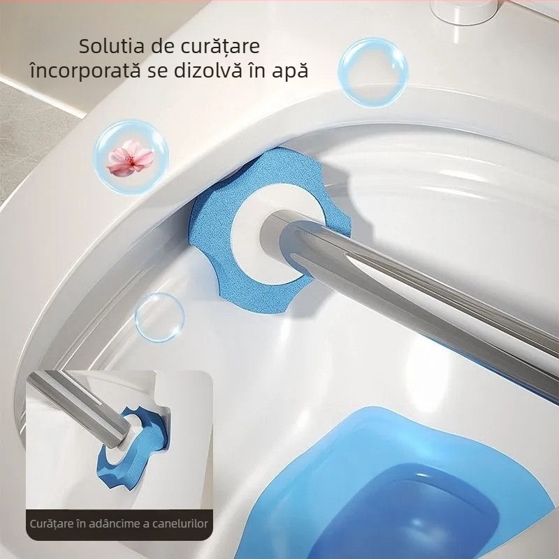 Set de perie de toaletă de unică folosință cu ventuză, montaj pe perete, plastic, stil lux ușor