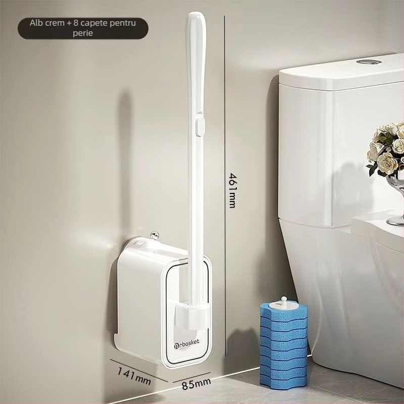 Set de perie de toaletă de unică folosință cu ventuză, montaj pe perete, plastic, stil lux ușor