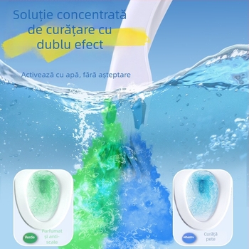 Yunlei Set de perie pentru toaletă de unică foliow, 1 perie + 12 capete de înlocuire, parfum de lămâie, plastic