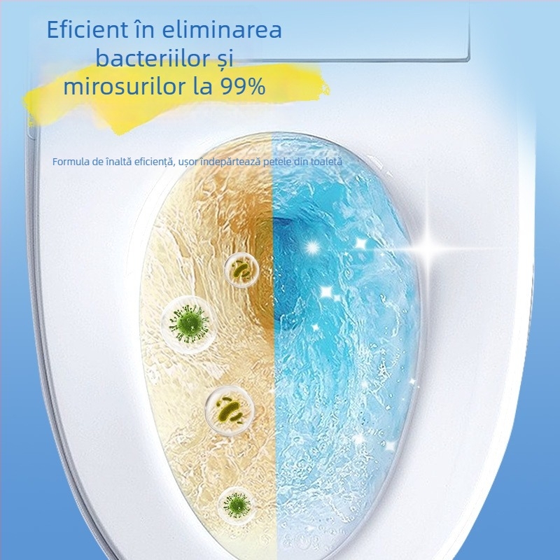 Yunlei Set de perie pentru toaletă de unică foliow, 1 perie + 12 capete de înlocuire, parfum de lămâie, plastic