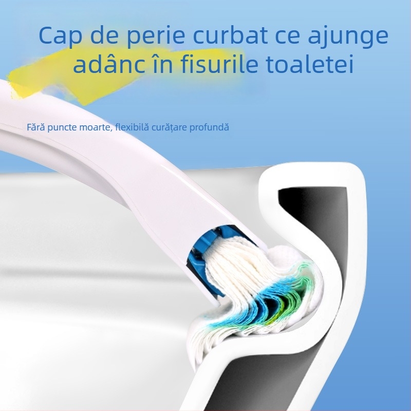 Yunlei Set de perie pentru toaletă de unică foliow, 1 perie + 12 capete de înlocuire, parfum de lămâie, plastic