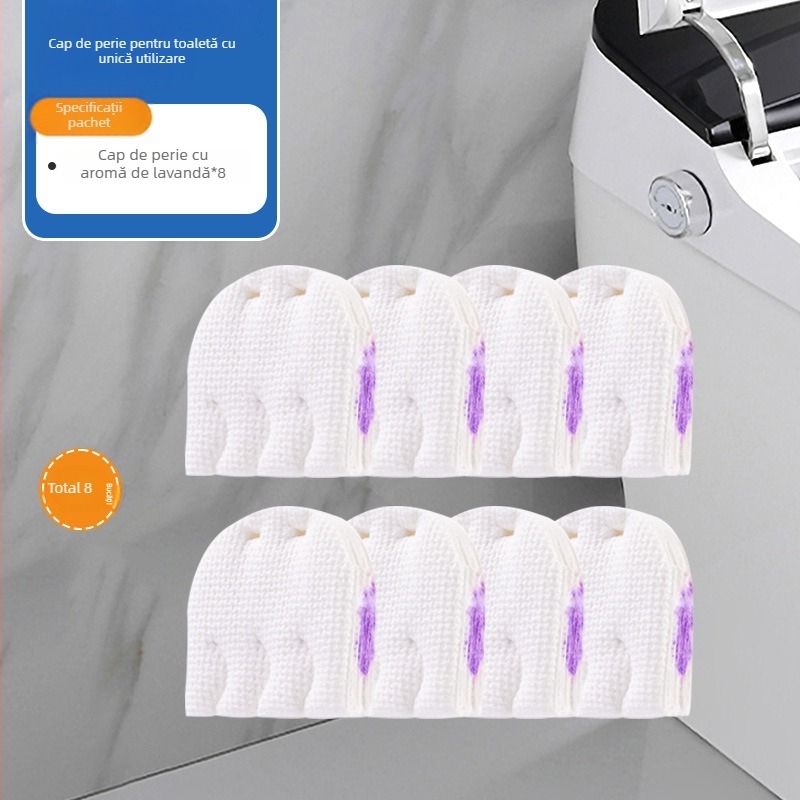 Yunlei Set de perie pentru toaletă de unică foliow, 1 perie + 12 capete de înlocuire, parfum de lămâie, plastic