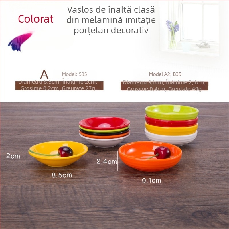 Veselă din melamină cu mâner - formă neregulată, stil chinezesc, set de farfurioare pentru sos cu logo imprimat