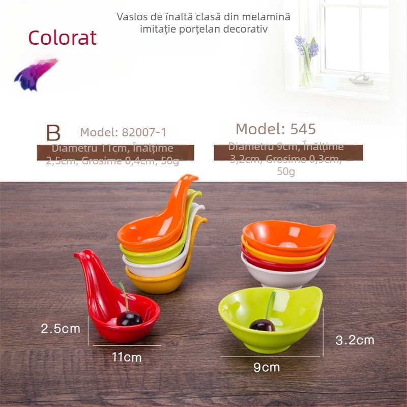 Veselă din melamină cu mâner - formă neregulată, stil chinezesc, set de farfurioare pentru sos cu logo imprimat