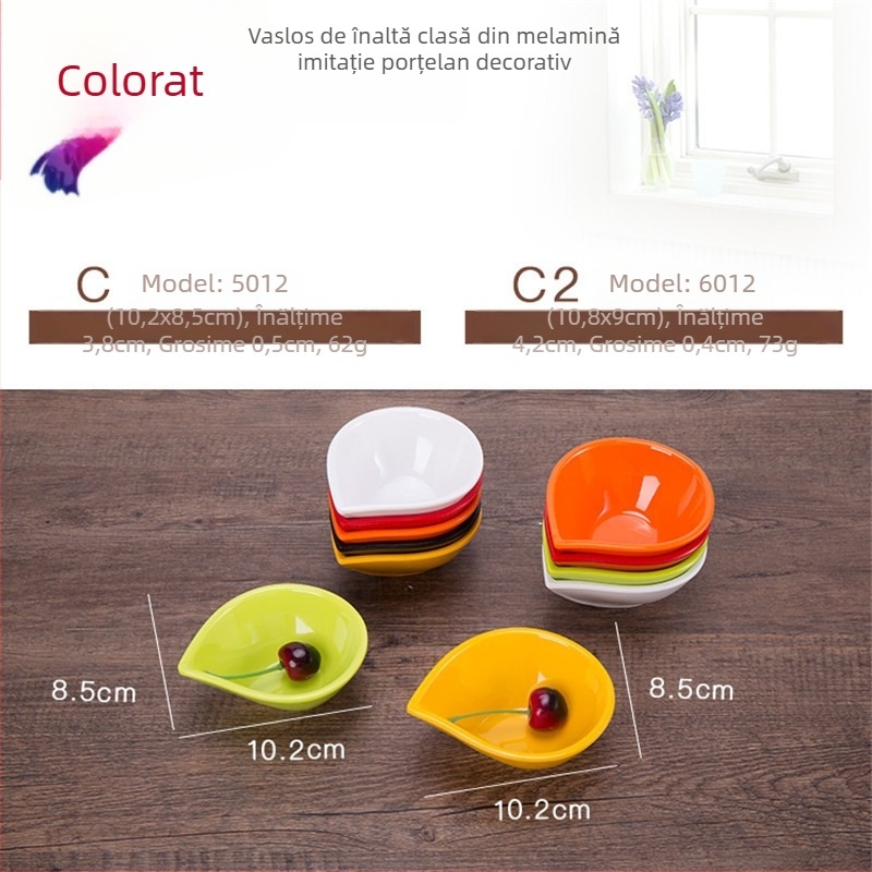 Veselă din melamină cu mâner - formă neregulată, stil chinezesc, set de farfurioare pentru sos cu logo imprimat