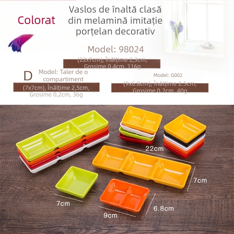 Veselă din melamină cu mâner - formă neregulată, stil chinezesc, set de farfurioare pentru sos cu logo imprimat