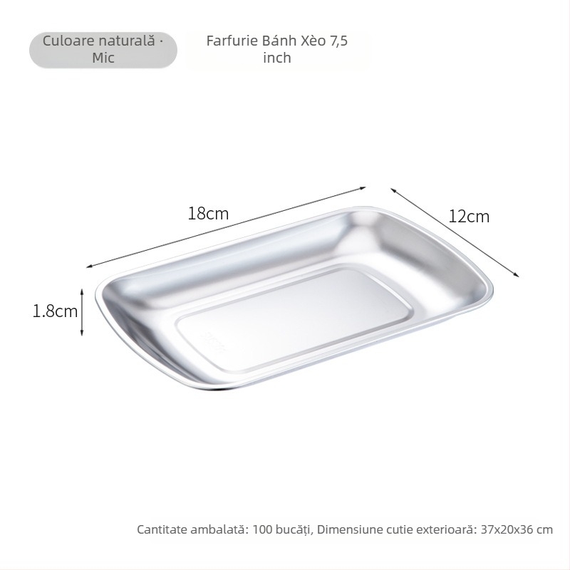 Platou pătrat din oțel inoxidabil, stil modern simplu, incompatibil cu microundele
