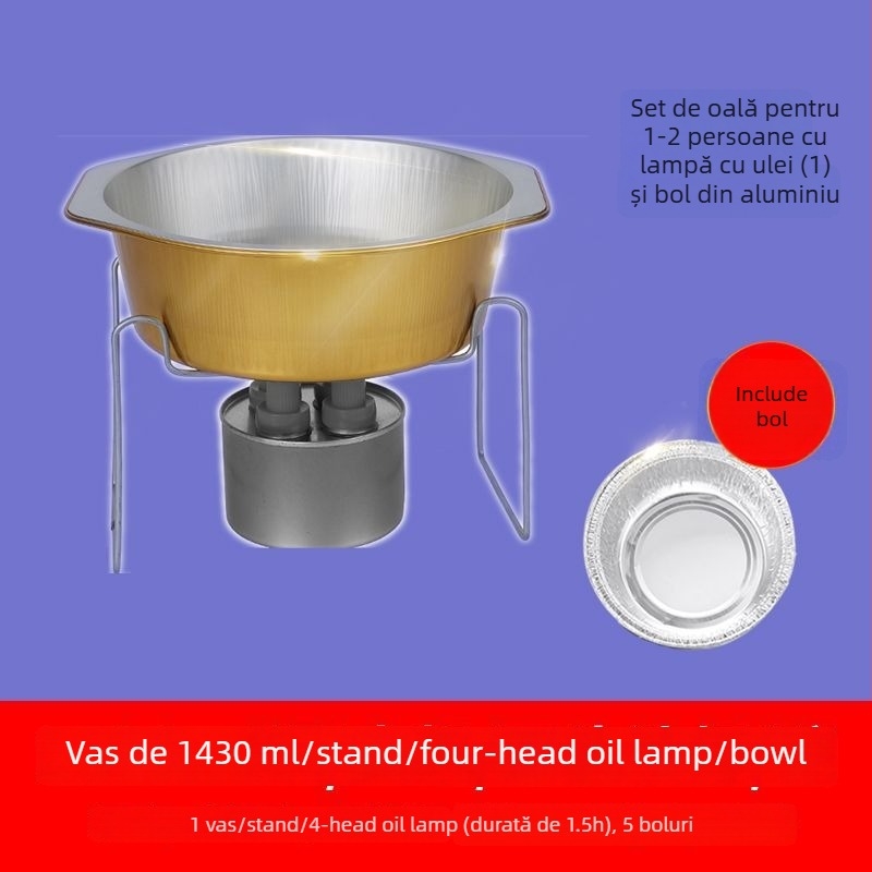 Set de hot pot de unică folosință cu suport din folie de aluminiu — pentru casă și camping; nu compatibil cu cuptorul cu microunde; imprimare logo; Licență Yue XK16-204-01508