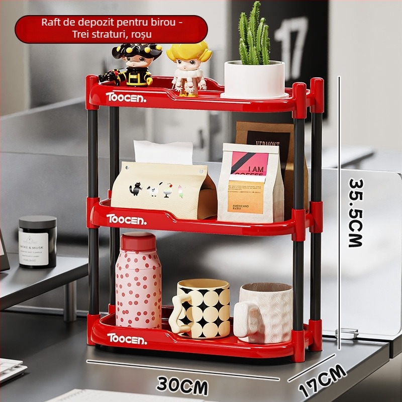 Organizator de birou pentru pahare și papetărie, structură cu două și trei etaje, ABS+PVC, modelul 1002, design modern minimalist.