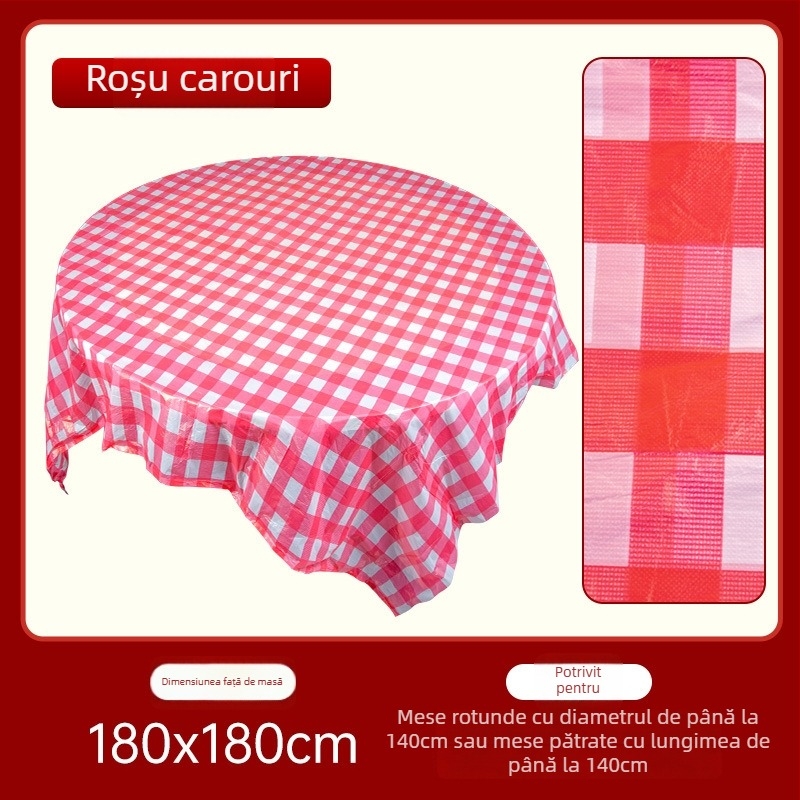 Față de masă de unică folosință pentru nuntă, rotundă, din plastic, model cu caractere Fu și personaje fericite, First Green