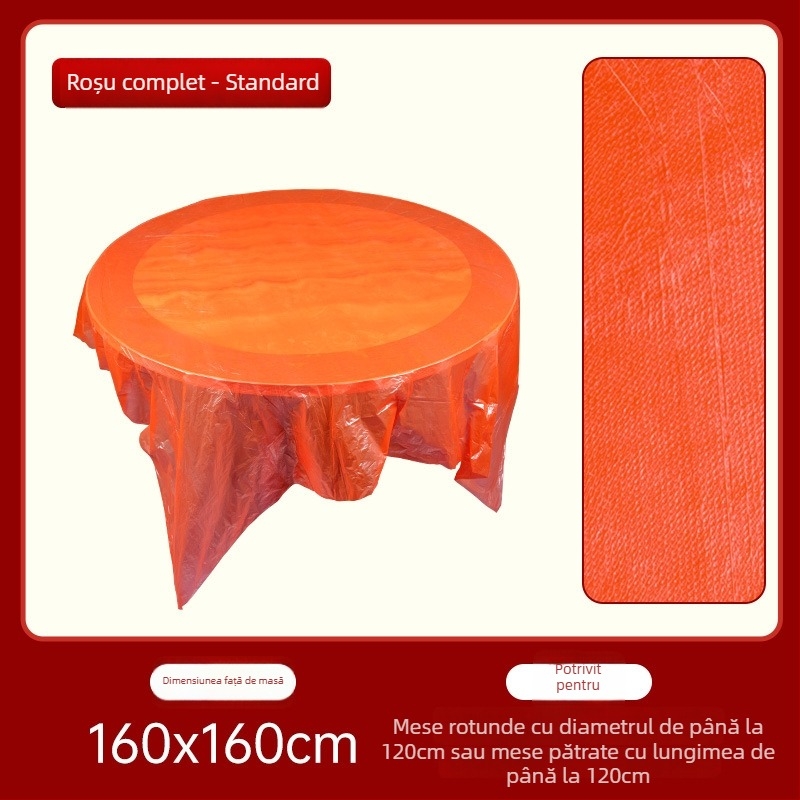 Față de masă de unică folosință pentru nuntă, rotundă, din plastic, model cu caractere Fu și personaje fericite, First Green