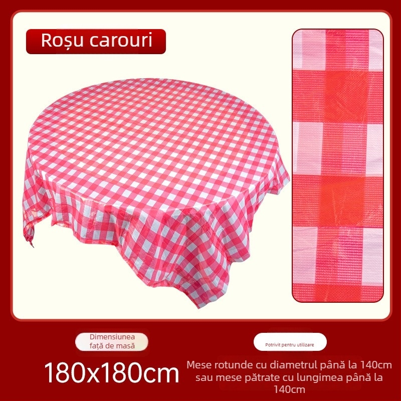 Față de masă de unică folosință pentru nuntă, rotundă, din plastic, model cu caractere Fu și personaje fericite, First Green