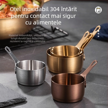 Ceașcă de sos cu mâner, din oțel inoxidabil, compatibil cu microundele, finisaj electroplacat, model solid