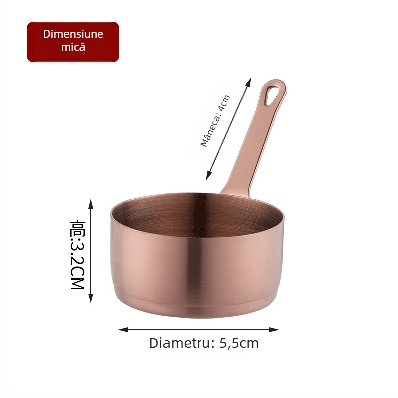 Ceașcă de sos cu mâner, din oțel inoxidabil, compatibil cu microundele, finisaj electroplacat, model solid