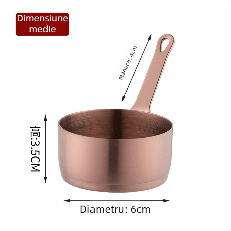Ceașcă de sos cu mâner, din oțel inoxidabil, compatibil cu microundele, finisaj electroplacat, model solid