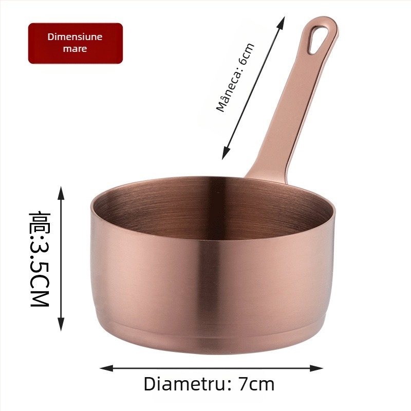 Ceașcă de sos cu mâner, din oțel inoxidabil, compatibil cu microundele, finisaj electroplacat, model solid