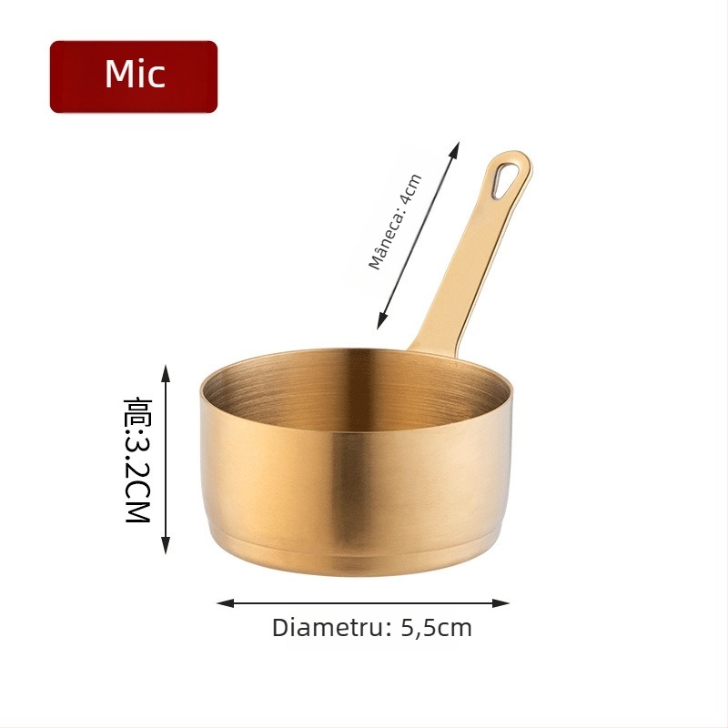 Ceașcă de sos cu mâner, din oțel inoxidabil, compatibil cu microundele, finisaj electroplacat, model solid