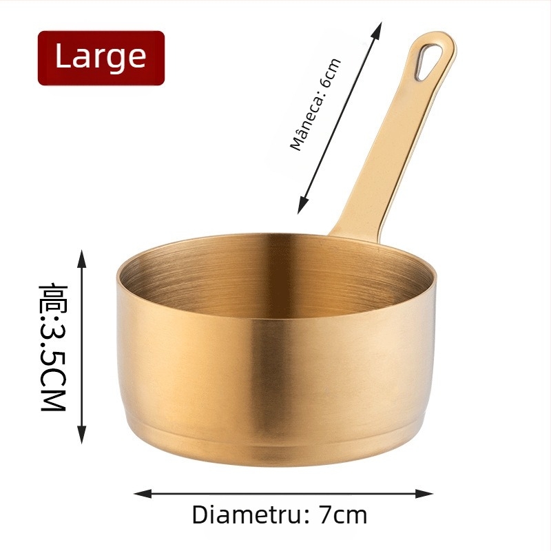 Ceașcă de sos cu mâner, din oțel inoxidabil, compatibil cu microundele, finisaj electroplacat, model solid