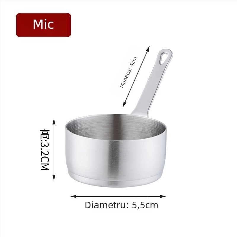 Ceașcă de sos cu mâner, din oțel inoxidabil, compatibil cu microundele, finisaj electroplacat, model solid