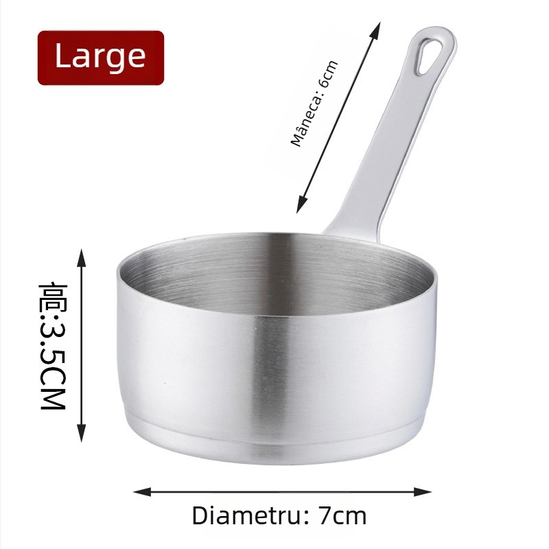 Ceașcă de sos cu mâner, din oțel inoxidabil, compatibil cu microundele, finisaj electroplacat, model solid