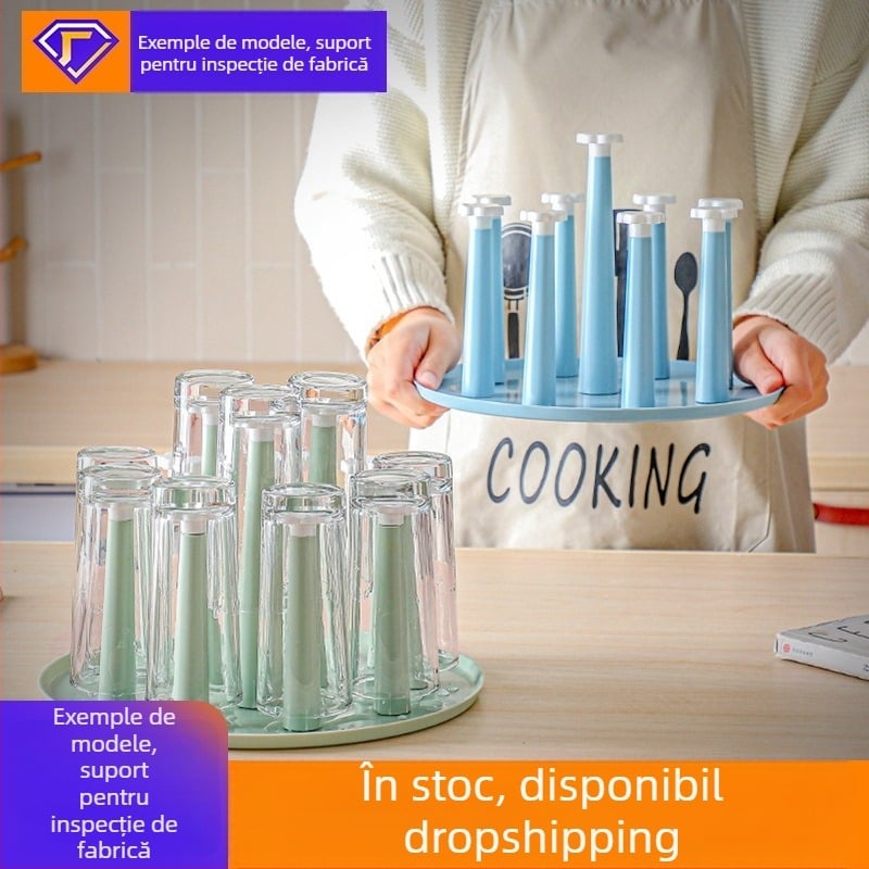Dench suport pentru cești de ceai – din plastic, drenaj invers, protecție împotriva prafului, design modern minimalist, greutate 120 g