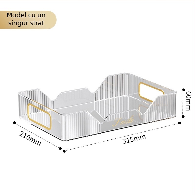 Raft de birou cu două niveluri pentru depozitare și pahare, stil Nordic, material PET, model 5015, brand Xihui, multifuncțional