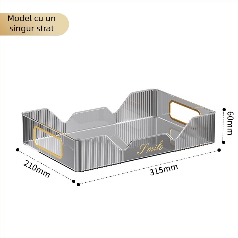 Raft de birou cu două niveluri pentru depozitare și pahare, stil Nordic, material PET, model 5015, brand Xihui, multifuncțional