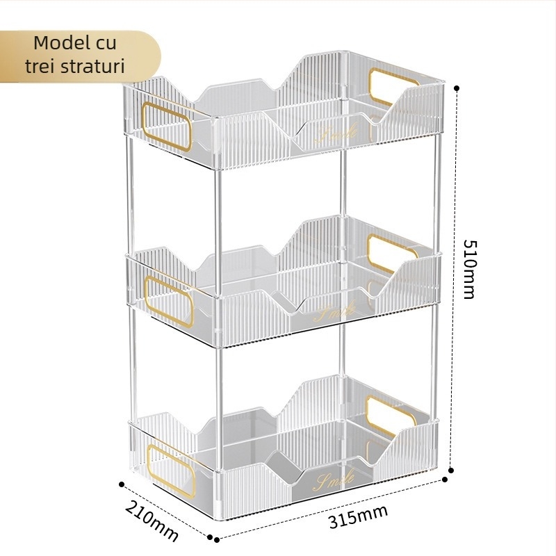 Raft de birou cu două niveluri pentru depozitare și pahare, stil Nordic, material PET, model 5015, brand Xihui, multifuncțional