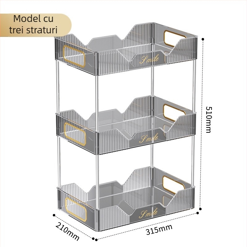 Raft de birou cu două niveluri pentru depozitare și pahare, stil Nordic, material PET, model 5015, brand Xihui, multifuncțional