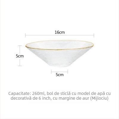 Set de boluri și farfurii din sticlă, adânci, oval, stil modern minimalist, suprafață vopsită cu spray