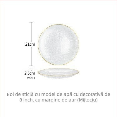 Set de boluri și farfurii din sticlă, adânci, oval, stil modern minimalist, suprafață vopsită cu spray