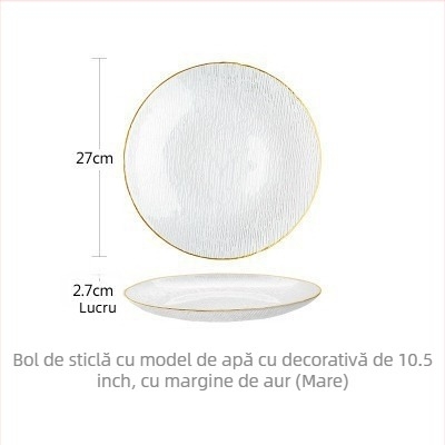 Set de boluri și farfurii din sticlă, adânci, oval, stil modern minimalist, suprafață vopsită cu spray