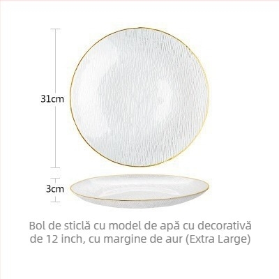 Set de boluri și farfurii din sticlă, adânci, oval, stil modern minimalist, suprafață vopsită cu spray