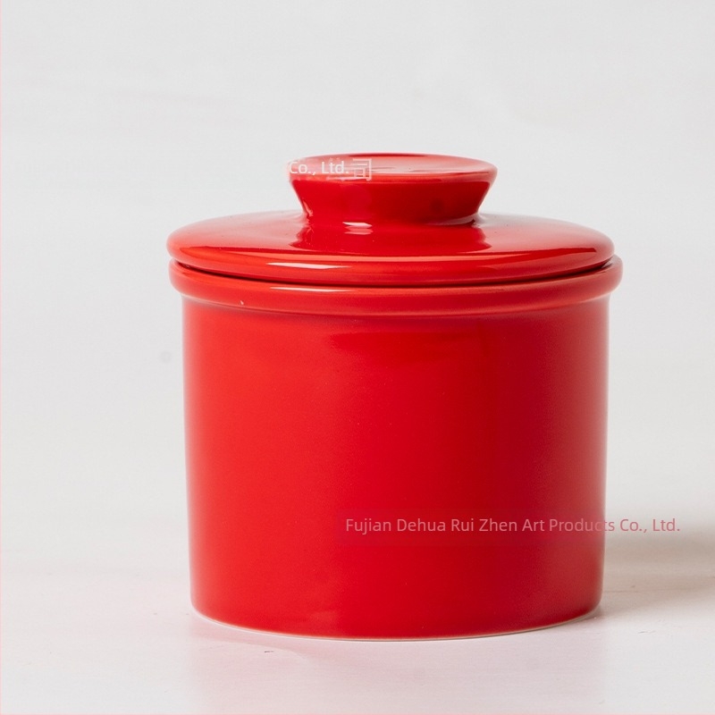 Cutie de unt ceramică cu capac, design modern minimalist, posibilitate de personalizare, calitate premium, brand RZ