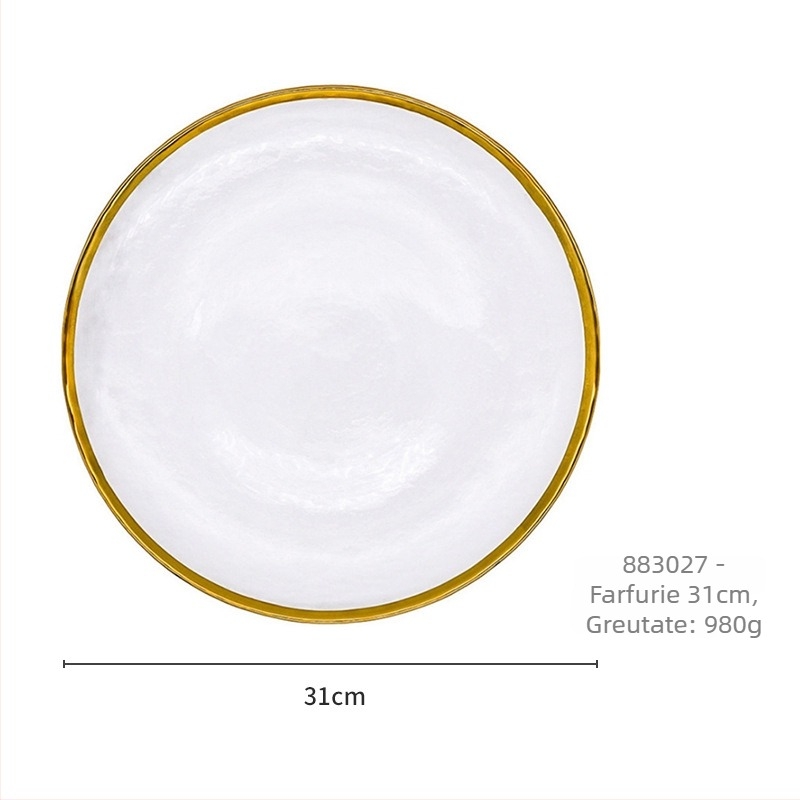 Set de veselă din sticlă de cristal cu glazură pictată manual (compatibil cu microunde; stil modern occidental; 36 piese)