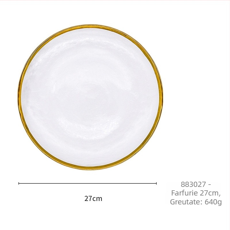 Set de veselă din sticlă de cristal cu glazură pictată manual (compatibil cu microunde; stil modern occidental; 36 piese)