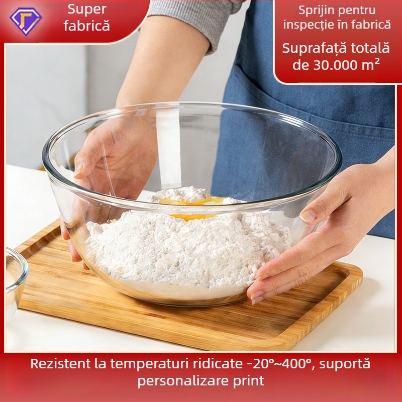 Meijia Bol de Salată din Sticlă Borosilicată de Înaltă Calitate, Compatibilă cu Microunde, Personalizare Disponibilă, Formă Rotundă